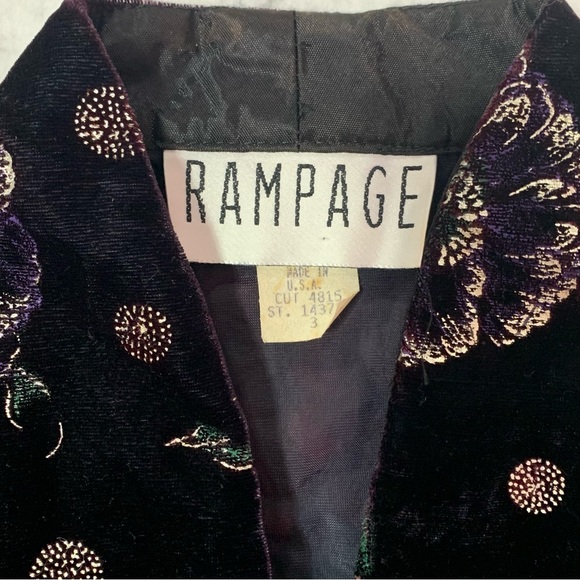 VTG 80s Rampage Velvet Cropped/Bolero Jacket with Purple Floral Design - size 3 - Picture 4 of 12